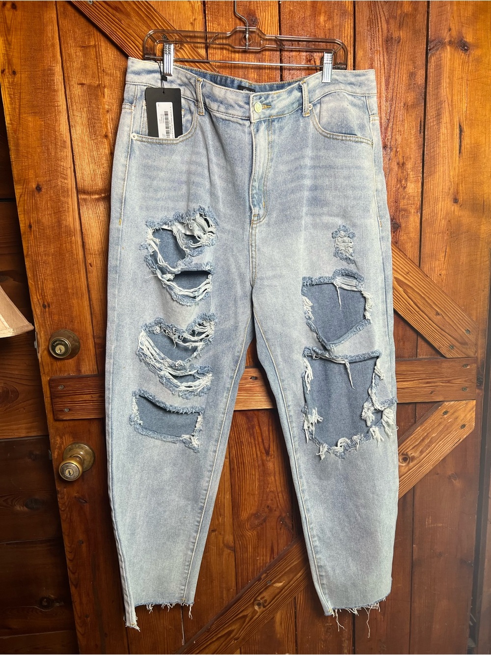 Nasty Gal Light Wash High Rise Distressed Jeans
